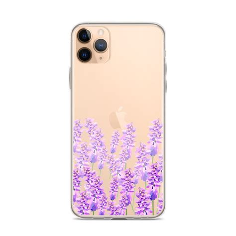 Purple Lavender Iphone 12 Case Flowers Floral Clear Etsy