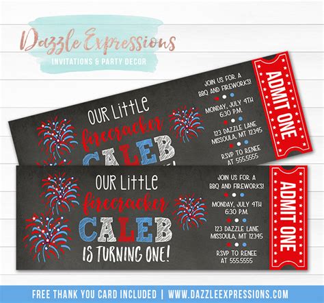 Sleepover Chalkboard Ticket Invitation 4 Free Thank You Card Dazzle