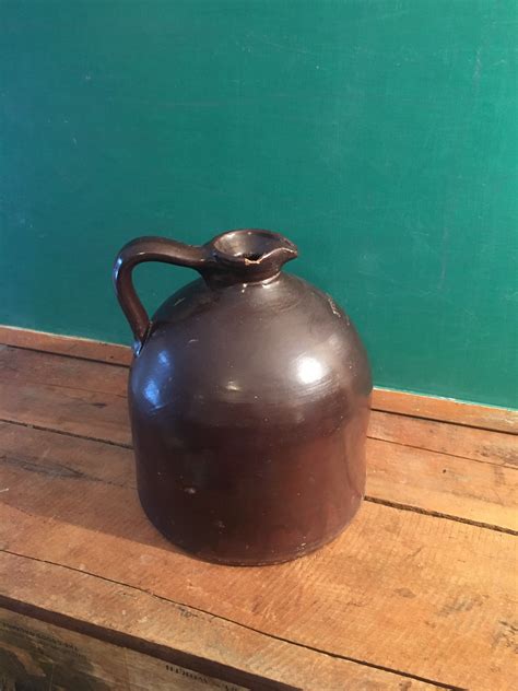 Antique Brown Stoneware Molasses Jug J Fisherlyonsny Etsy