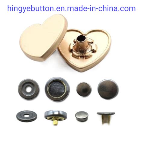 Metal Snap Button Heart Shape Zinc Alloy Metal Press Fastener Popper