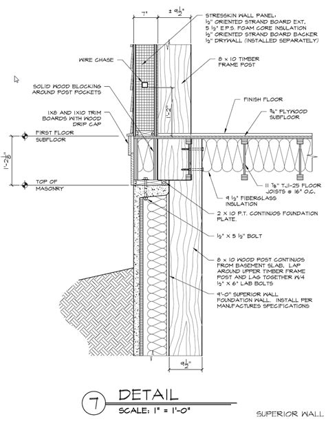 Superior Foundation Wall And Timber Frame Post Detail Timber Frame