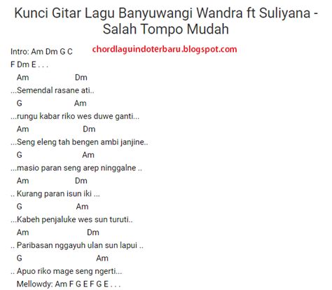 Kunci Gitar Lagu Banyuwangi Wandra ft Suliana - Salah Tompo Mudah ...