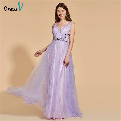 Dressv Lavender Beading Elegant Long Prom Dress A Line Floor Length