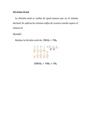 Operaciones Básicas con el Sistema Octal PDF