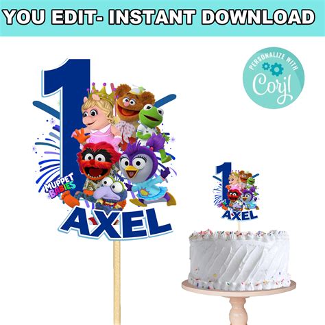 Muppet Babies Cake Topper Self Editing Instant Download Etsy