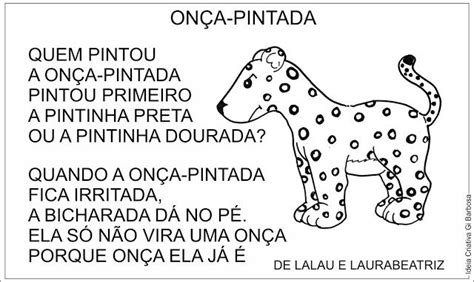 cartaz música onça pintada para colorir Educação infantil