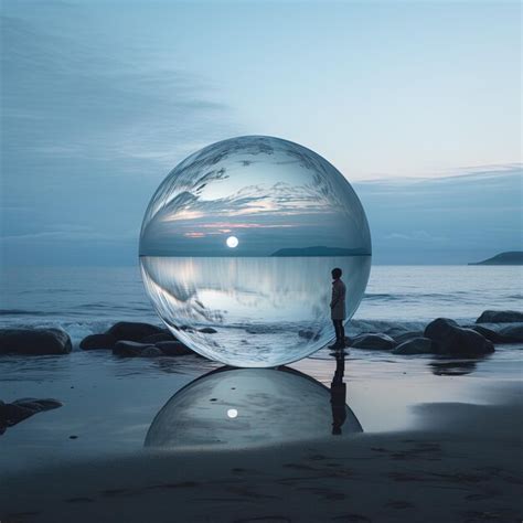 Premium Ai Image A Man Stands In Front Of A Bubble That Is Floating