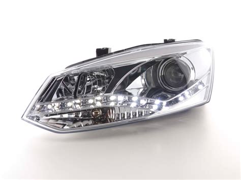 Scheinwerfer Set Daylight Led Tfl Optik Vw Polo Typ R Bj Chrom