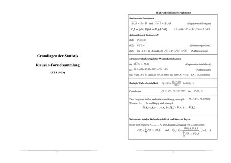 Statistik Formelsammlung Grundlagen Der Statistik Klausur