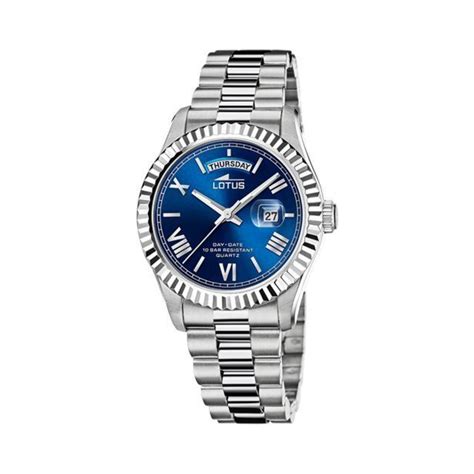 Promo Montre Lotus Homme Acier Dateur Cadrant Bleu Chez Eric Duny