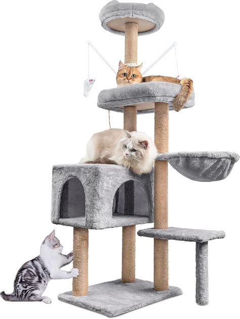 HOMIDEC Katzen Kratzbaum 145 Cm Katzenbaum Kletterturm Kletterbaum