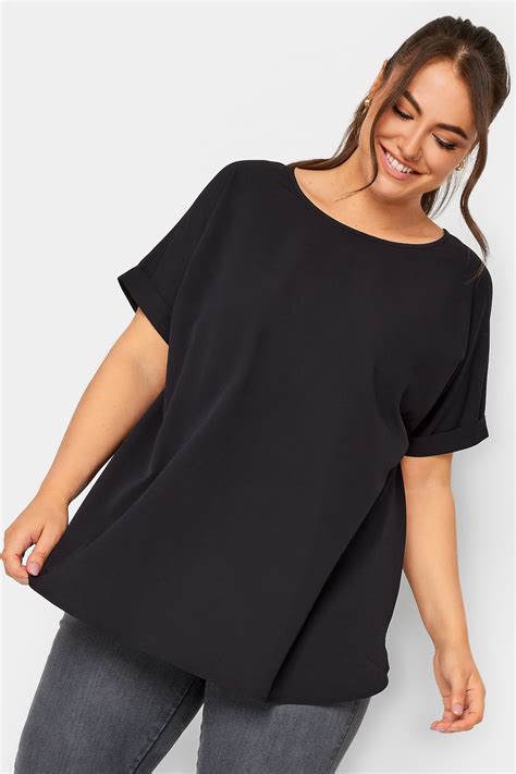 YOURS Plus Size Black Short Sleeve Boxy Top Yours Clothing