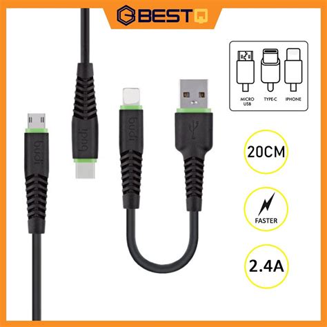 Budi A Fast Charging Cable Iphone Micro Usb Type C Powerbank Cables