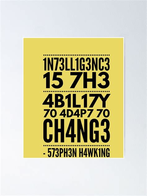 Intelligence Is The Ability To Adapt To Change Numbers Alpha Poster