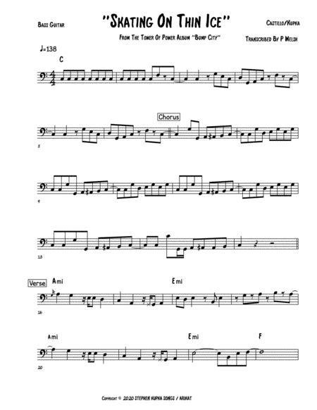 Skating On Thin Ice Arr Accubass By Tower Of Power Sheet Music For