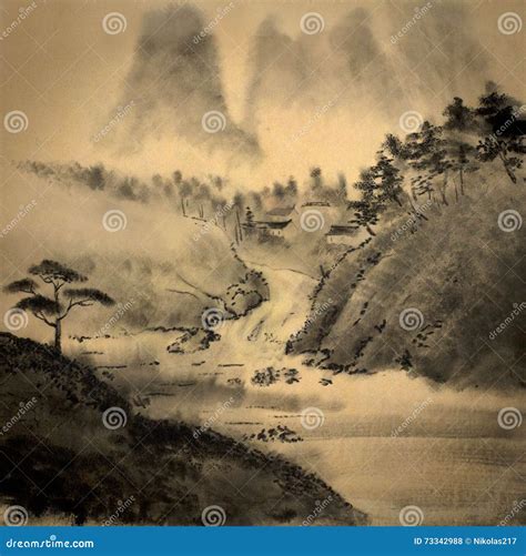 Medieval Chinese painting stock photo. Image of clean - 73342988