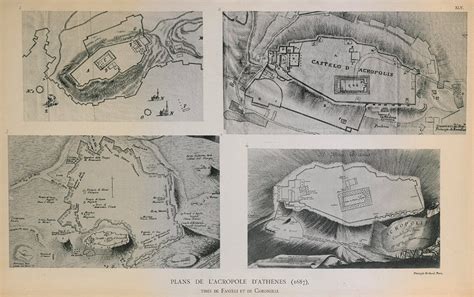 Plans de l Acropole d Athènes 1687 tirés de Fanelli et de Coronelli