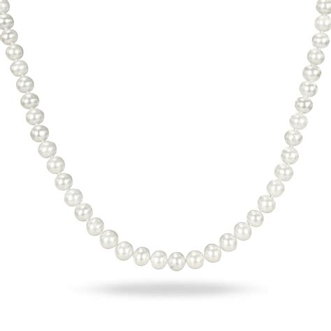 Miadora White Cultured Freshwater Pearl Necklace 65 7 Mm Overstock