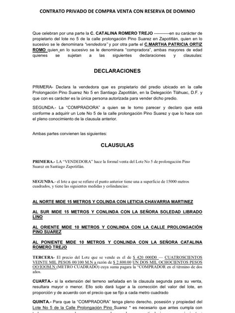 Ejemplos De Clausulas De Un Contrato De Compraventa Varios Ejemplos