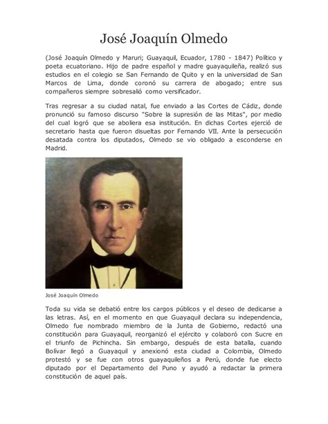 Biografía de José Joaquín de Olmedo PDF