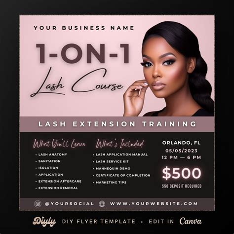 1 On 1 Lash Class Flyer DIY Lash Training Masterclass Course Template