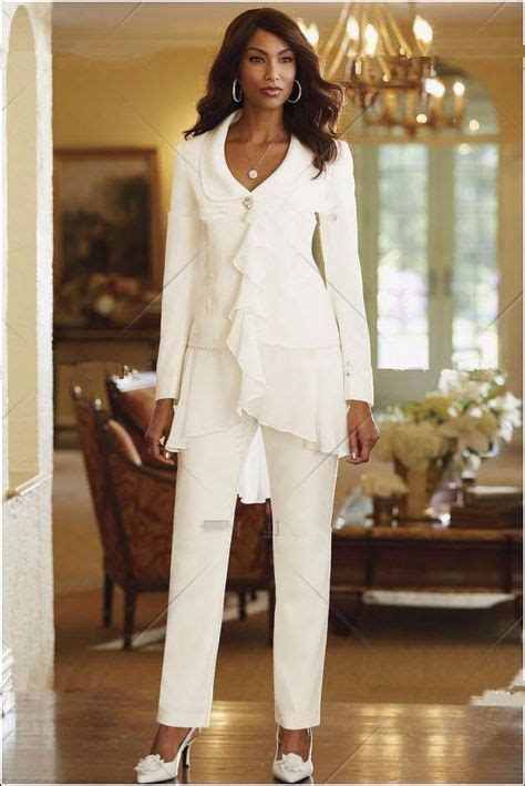 Stunning Chiffon Women White Slim Fit Pant Suits Lady Mother Bride Trousers Wedding Party One