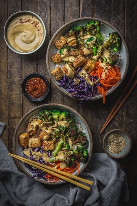 Tofu And Charred Broccoli Bowls With Kimchi Miso Dressing Recipe