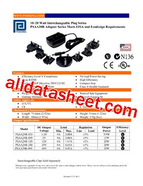 Psaa R Datasheet Pdf Phihong Usa Inc