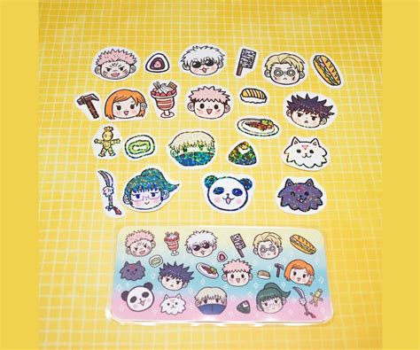 Chibi Jjk Doodle Stickers And Bookmark Set 22 Sparkly Jujutsu Etsy