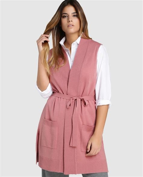 Chaleco Largo De Mujer Talla Grande S Ntesis Xxl En Color Rosa