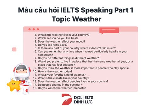 IELTS Speaking Weather Bài mẫu chủ đề Weather Part 1