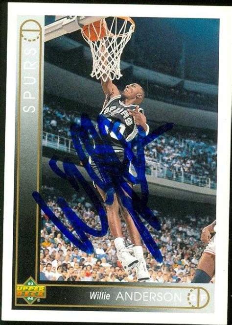 Willie Anderson Autographed Basketball Card San Antonio Spurs 1993