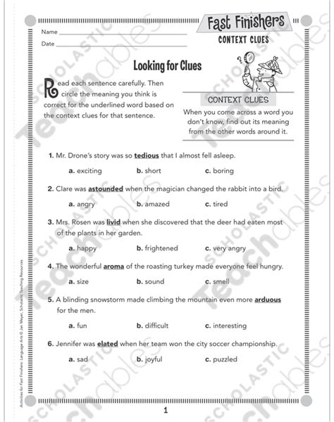 Context Clues Grade 2 Collection Printable Differentiation Worksheets Library