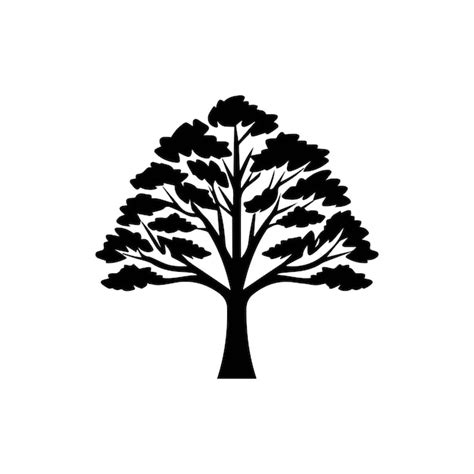 Ic Ne D Arbre Silhouette Noire D Un Arbre Sur Fond Blanc Illustration