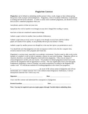 Plagiarism Contract Fill And Sign Printable Template Online