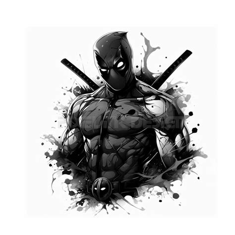 Deadpool Tattoo Design Detailed High Resolution Digital Art On White Background Printable Tattoo