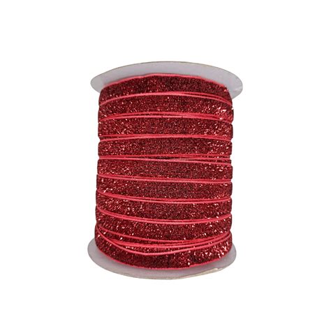 Fita Veludo Glitter Lurex Esponjada Yama 10mm 2 Metros Cor Bordo