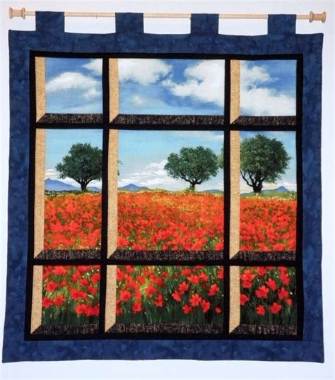 Fabric Wall Hanging Attic Window Of A Poppy By Jamiespatchwork Attic Window Quilts Fabric