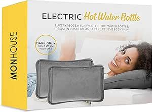 MONHOUSE Rechargeable Electric Hot Water Bottle Grey Bed Hand Warmer