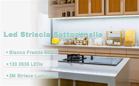 Wobsion Striscia Led Bianco Freddo M X Cm Luci Adesive V Da