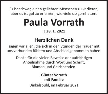 Traueranzeigen Von Paula Vorrath Trauer Flz De