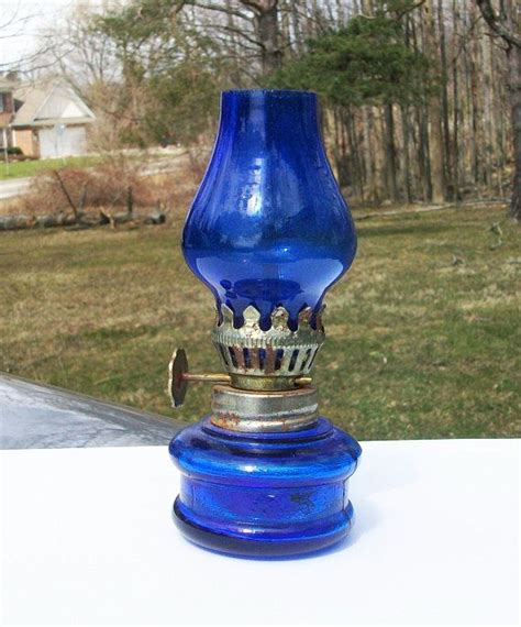 Vintage Cobalt Blue Mini Hurricane Oil Lamp Hong Kong Etsy