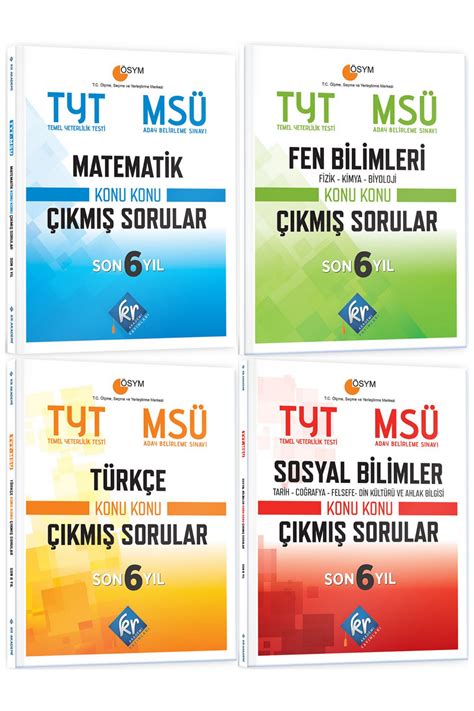 TYT MSÜ Matematik Fen Bilimleri Türkçe Sosyal Bilimleri Son 6 Yıl