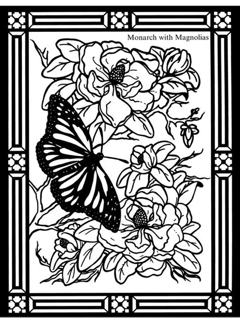 Butterflies And Blossoms Stained Glass Coloring Book By Dover Publications