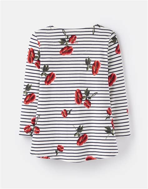 Harbour Navy Floral Stripe Printed Jersey Top Joules Uk Floral Stripe