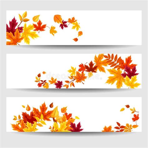 Vector Banners With Orange Pumpkins And Autumn Leaves Stock Vector