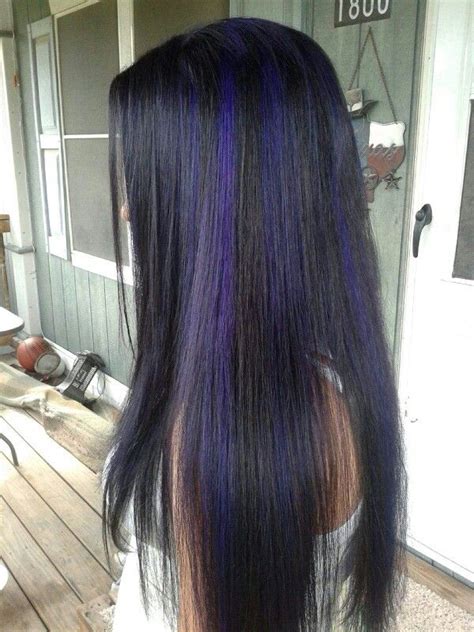 Jet Black Hair With Purple Highlights