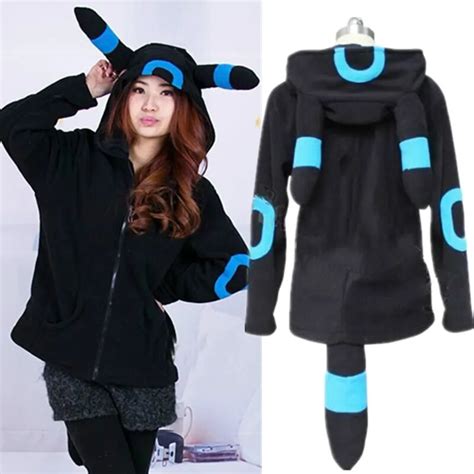 Buy Shiny Umbreon Zip Hoodie With Ears Tails Umbreon Cosplay Costume Hoody