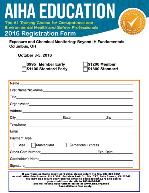 Fillable Online Aiha Registration Form Aiha Fax Email Print