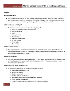 Fillable Online Merritt College Curricunet Meta Proposal Types Fax